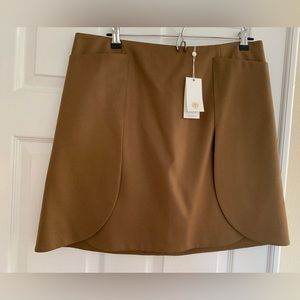 FINAL PRICE NWT Tory Burch Wool Mini Skirt Camel Side Pockets Zipper Lined 12